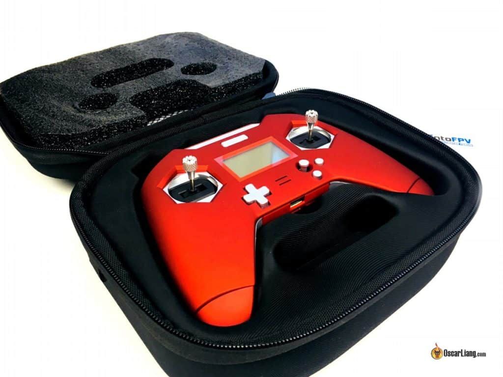 Front view of the FrSky X-Lite Series radio transmitter highlighting its controls and display.