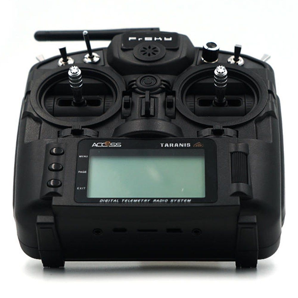 Front view of the FrSky X9 Lite Series radio transmitter highlighting its controls and display.