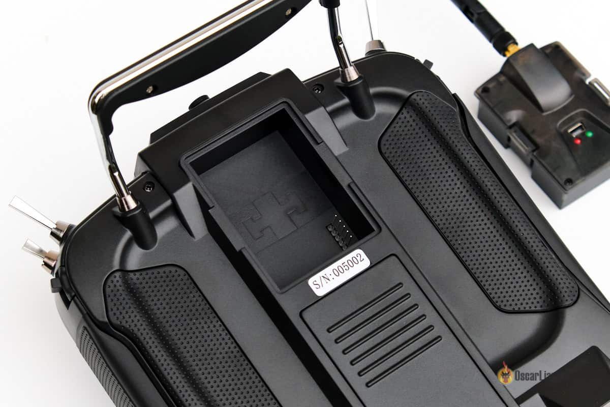 Front view of the Jumper T16 Series radio transmitter highlighting its controls and display.